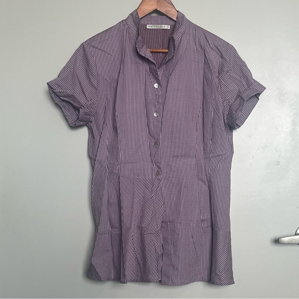 Matthildur Women's Purple Button Down Shirt Sz 2 NWOT